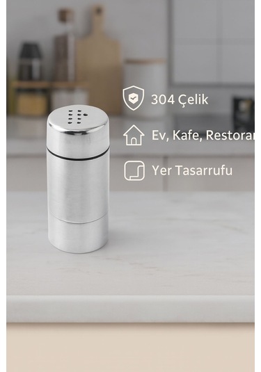 2 Li 304 L Çelik Büyük Boy Karabiberlik Ve Tuzluk Set Takım Cin980-takim Gri