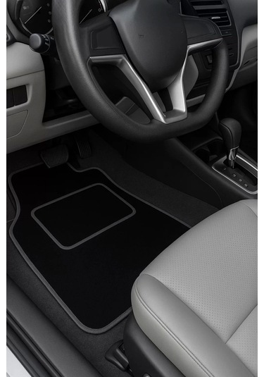 5 Parça Universal Topuk Destekli Oto Halı Paspas Takımı Kenar Renk Gri