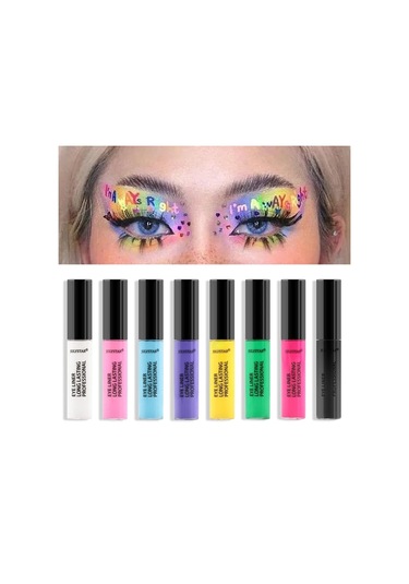 8renkli Eyeliner Sıvı Kalem Su Geçirmez Giymek Kolay Makyaj Mat Göz Kalemi Mavi 04 2.5ml Black Brown