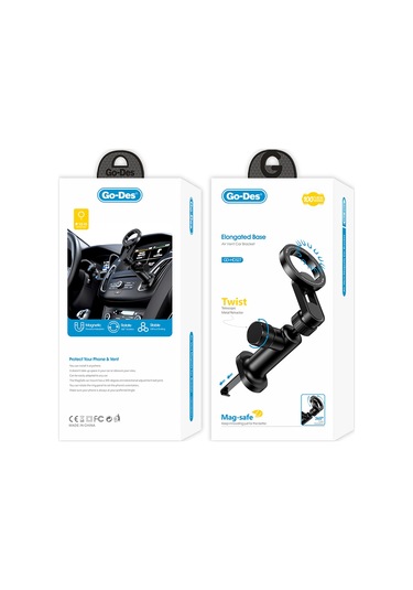 Go Des Gd-hd327 Magnetik 360 Dönebilen Düz Zemin Ve Havalandırma Tasarımlı Araç Telefon Tutucu Siyah