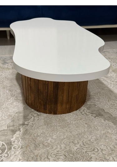 Asimetrik Bulut Model 120x60 Cm Kalın Kenarlı Orta Sehpa Kahverengi Orta Sehpa Kahverengi