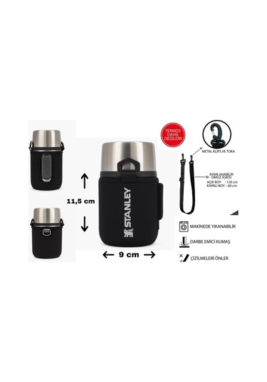 Safir Kamp Stanleye 0.53 Lt. Adventure Çelik Yemek Termosu İle Uyumlu Omuz Askılı Termos Kılıfı Çok Renkli