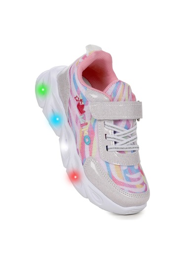 Kiko Kids Teno Cırtlı Işıklı Kız Çocuk Spor Ayakkabı Beyaz Beyaz