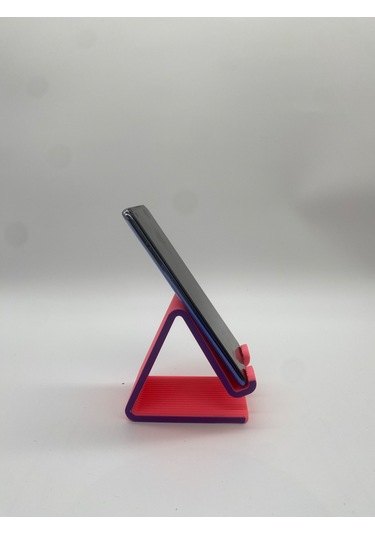Üçgen Formlu Telefon Standı, 3d Baskı, Pembe