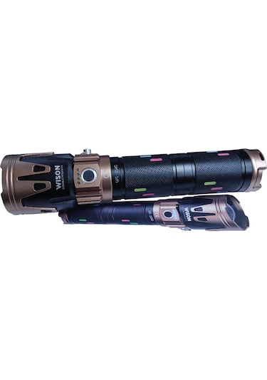 Wıson Ws-6540 Profesyonel Yakıcı Özellikli El Feneri 50w 5000 Lümen 19200 Mah Zoomlu & Type-c Şarjlı Siyah - Kahverengi