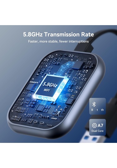 Suofeng Kablosuz Carplay Ve Android Auto Dönüştürücü -  Araç Kablosuz Hale Getirici, Navigasyon, Müzik, Ses Asistanı Desteği 2合1 Gri Kenar