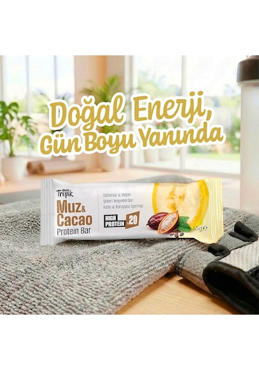 Muz Ve Kakao Aromalı Protein Bar 45 G Protein İçeren Atıştırmalık Ve Sporcu Barı 4 Adet