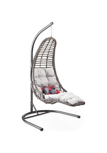 Tmall Home Design Bodrum Tekli Rattan Salıncak - 004109 Gri
