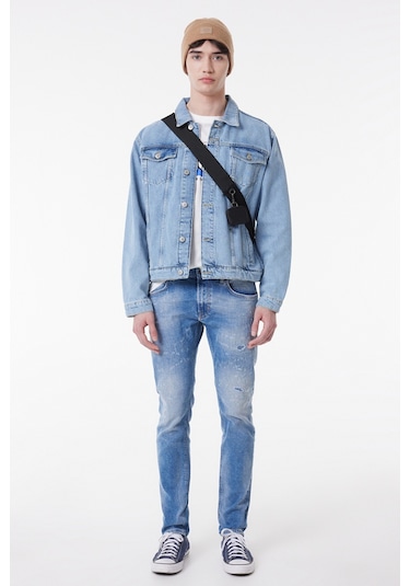 Lee Slim Fit Dar Kesim Normal Bel Taşlamalı Açık Mavi Esnek Luke Jean Denim Kot Pantolon L719119404 Mavi