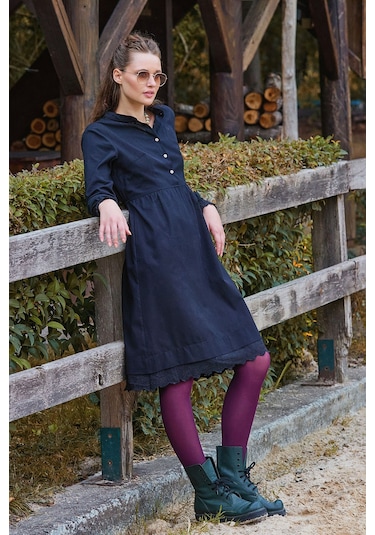 Hakim Yaka Beli Lastikli Dantelli Kışlık Elbise Siyah