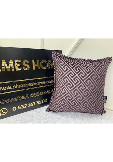 Nivemeshome Monet Zigzag Elyaf Dolgulu Kırlent Mürdüm 45 X 45 Mürdüm