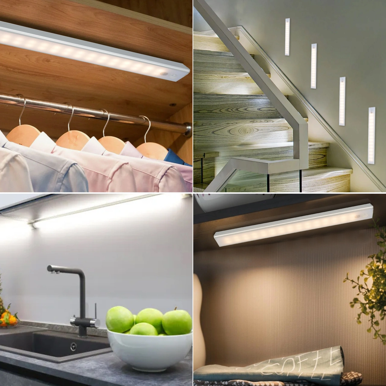 Folinda Alüminyum Kabinet Lambası, 120 İnsan Ve Işık Algılama, 300lm, 2000mah Batarya, Usb-c Şarj, Tekli Paket Beyaz