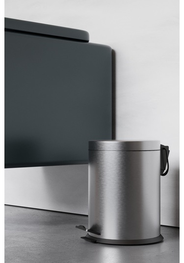 Paslanmaz Çelik Çöp Kovası-5 Litre Pedal & Amortisör Ve İç Kovalı Krom