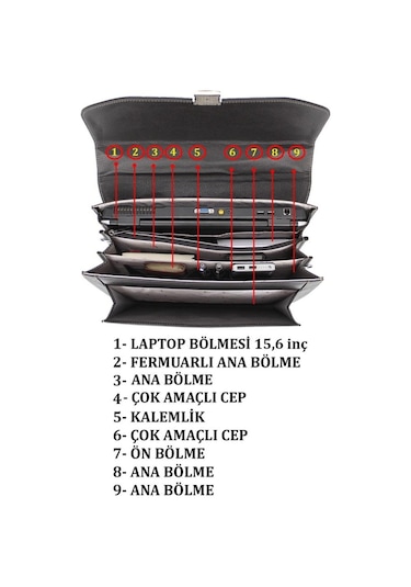 15.6" Laptop Bölmeli Omuz Askılı Taban Korumalı Evrak Çantası