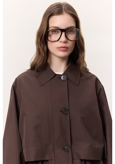 Bel Ayarlamalı Hafif Trençkot Çikolata Çikolata Kahverengi