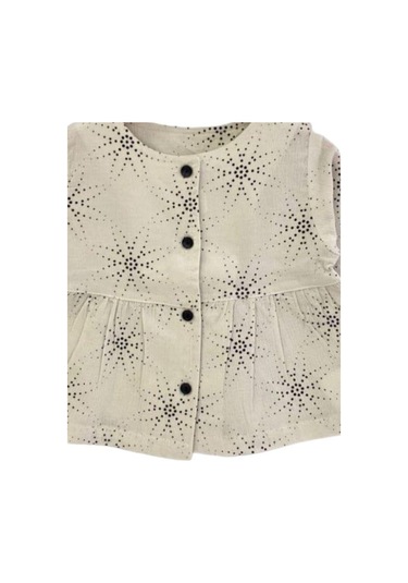 Kız Bebek Çocuk Düğmeli Desenli Gömlek-13868 Siyah