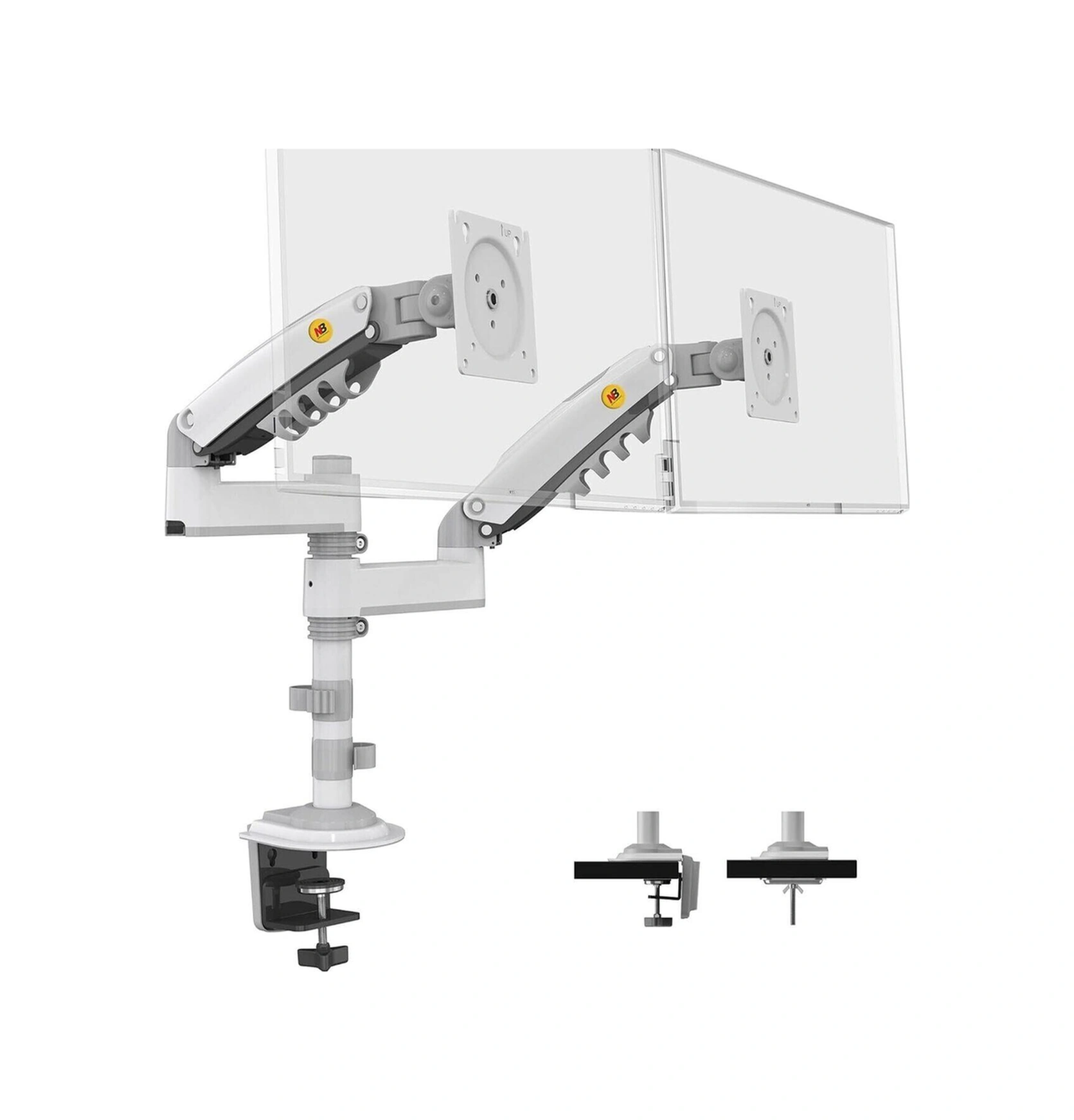 North Bayou Nb H180 17-27\" Çift Kol 2-9 Kg Amortisörlü Monitör Standı Beyaz -115642