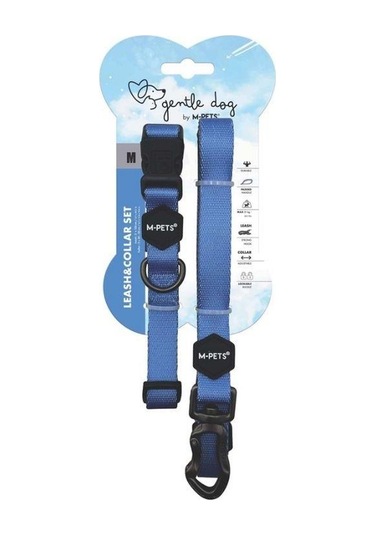 M-pets Gentle Köpek Boyun Tasması Ve Gezdirme Kayışı Seti Mavi M