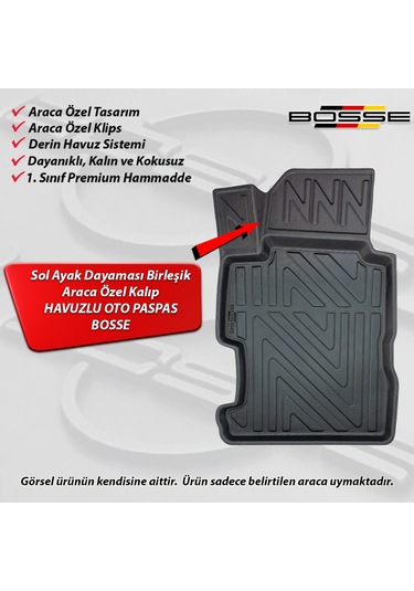 Honda Civic Sedan Paspas FD6 Araca Özel 2006 - 2012 BOSSE 3D Havuzlu Oto Paspas