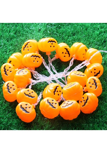 Gajeena Halloween Dekorasyon Gülümseme Kabak Led Işık Zinciri 6m 40 Işıklı Parıltılı 3 Pil Tipi Pil Yok