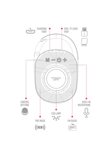Powerway Lock Taşınabilir Bluetooth Hoparlör
