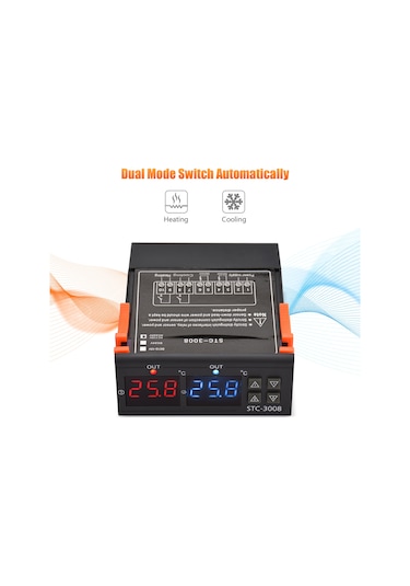 Vkemall Stc-3008 Akıllı İki Yollu Sıcaklık Kontrol Cihazı - Isıtma/soğutma/ayarlama/gecikmeli Başlangıç/uyarı - Ac 110 220v