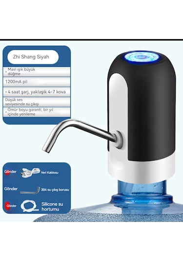 Narpump Şarjlı Tek Motorlu Damacana Pompası Beyaz Siyah