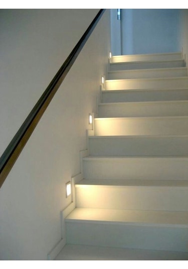 3 Watt Radar Sensörlü, Siyah Kasa, Beyaz Işık Merdiven, Koridor, Basamak, Hol Armatürü - Led Armatür Siyah