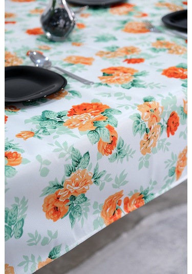 Sufre Sıvı Geçirmez Masa Örtüsü Sofra Bezi Sofra Örtüsü Piknik Örtüsü Turuncu Güller