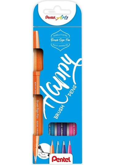Brush Sign Pen 4'lü Set Happy Ses15-4col