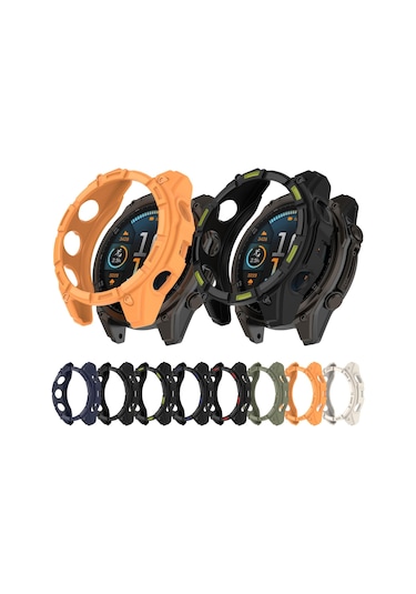 Garmin Tactix 8 İçin Amoled 51mm Hollow Armor Tpu Yarım Kapsama İzle Koruyucu Kılıf Siyah