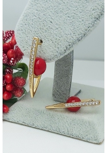 Rose Altın Kaplama Vip Seri Xuping Zirkon Taşlı V Küpe 2,8 CM