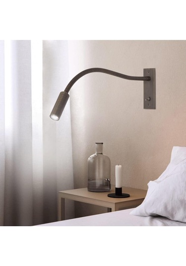 Gooseeck Esnek Tüp 360 Ayarlanabilir Başucu Duvar Işığı Okuma Lambası, Led Başucu Gömme Duvar Aplik Alüminyum