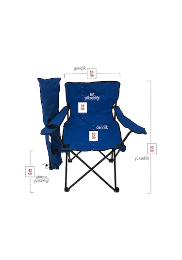 Bofigo 2'li Kamp Sandalyesi Piknik Sandalyesi Katlanır Sandalye Taşıma Çantalı Kamp Sandalyesi Mavi