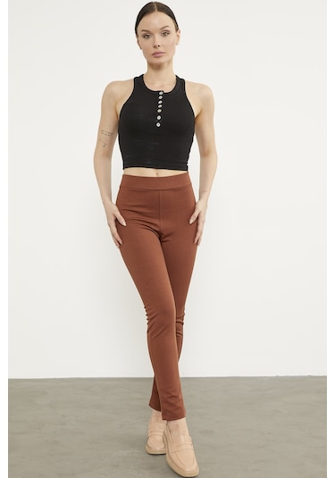 Süs Cepli Aksesuar Detaylı Tayt - Kiremit 001