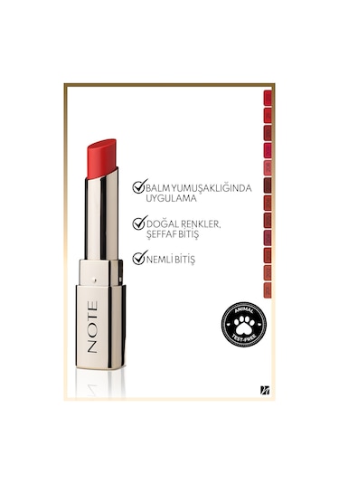 Note Cosmetique Iconic Sheer Lipstick Nemlendirici Parlak Ruj 212 Powerful - Kırmızı