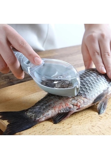 Trendooze Kapaklı Mavi Plastik Balık Pullama Aleti Ev Dekorasyonu Sanatsal Mutfak Kullanımı Mavi