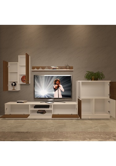 Decoraktiv Eko 6b Mdf Dvd Tv Ünitesi Tv Sehpası Beyaz - Ceviz