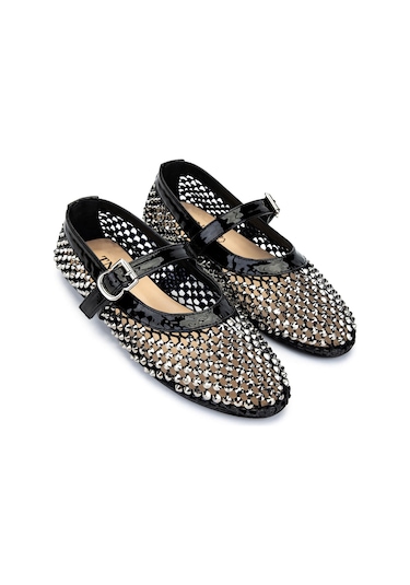 Tamer Tanca Kadın Deri & Tekstil Siyah Rugan Babet Ayakkabı 1036 7604 Bn Ayk Y25 Sıyah Rgn Siyah Rugan