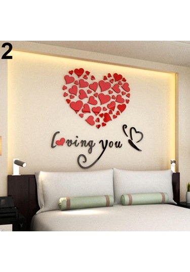 Pembe Romantik Aşk 3d Kalp Seni Seviyorum Duvar Sticker Dekor Dıy Çıkartması Ev Ofis Hediye Pembe