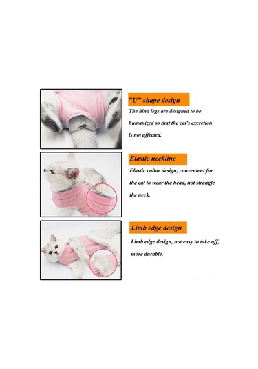 Hombey Kedi Ameliyat Sonrası Kıyafeti, Yara Koruması, Tükürmeyi Engeller, Esnek Mesh Kumaş, Pembe S Beden