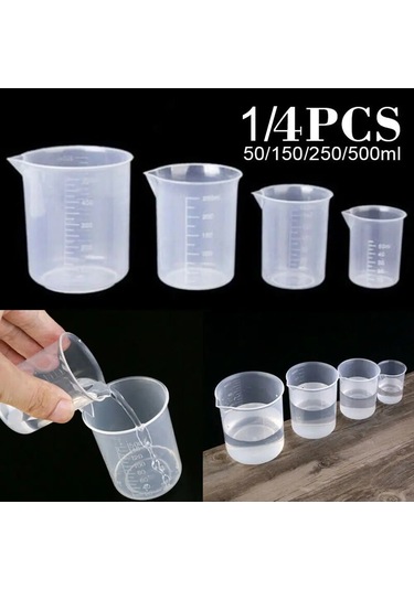Plastik Şeffaf Ölçüm Fincan Laboratuvar Beher Dekantör Şişe Ağzı Şeffaf