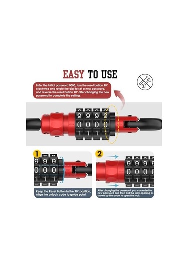 Moveevo Kırmızı Çok İşlevli Taşınabilir Montaj Kilit, Bisiklet-elektrikli Araç-kask-koli İçin Şifreli Askı Kilit