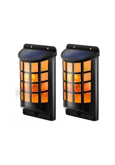 Ebitda Güneş Enerjili Alev Efektli Duvar Lambası - 2000mah Pil, Ip65 Su Geçirmez, Otomatik Aç/kapa