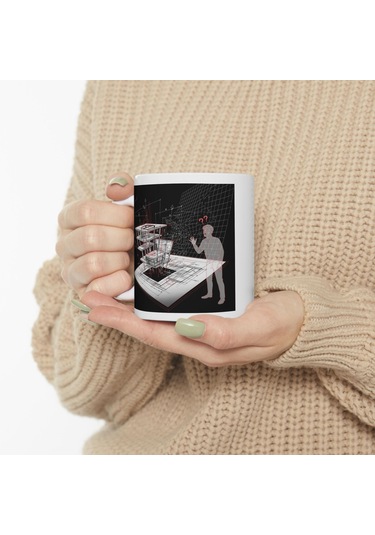 Mimarlar Ve Mühendisler İçin Kupa Bardak Proje Ve Plan Temalı Porselen Hediyelik Bardak Beyaz