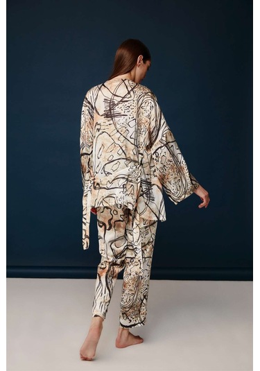 Bonnie&Clyde - Kadın Baskılı Saten 3 lü Takımı -5235 Çok renkli