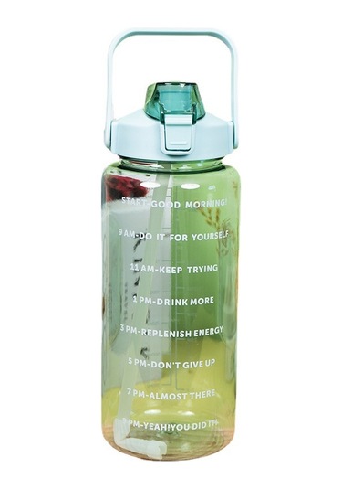 Lemestar 2000ml Siyah Şeffaf Plastik Su Kabı, Ölçü İzli Spor Kettle, Pipetli, Düşmeye Dayanıklı, El Çantalı Ev Kullanıma Uygun Siyah