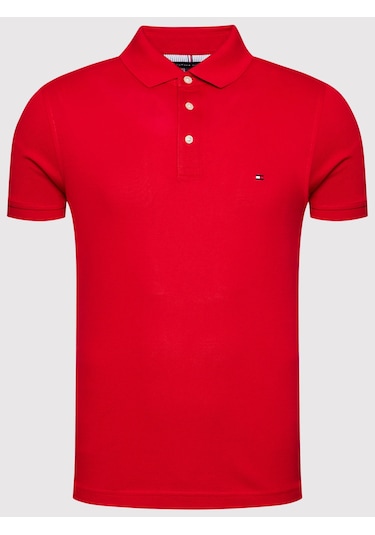 Tommy Hilfiger Polo Yaka Pike Erkek T-shirt Kırmızı
