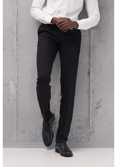Ecer Regular Fit Düz Kalın Kışlık Gabardin Yan Cepli Pantolon Lacivert