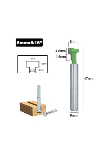 Konesam Karbon Çelik Anahtar Delikli Freze Ucu Seti - 3'lü Paket, 6mm/6.35mm Seçenekli, Ahşap İşleme, Kare Ve Anahtar Delikleri
